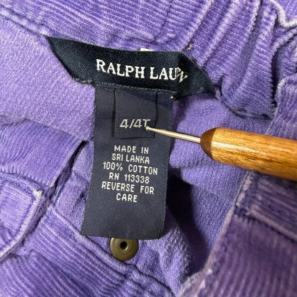 RALPH LAUREN Girls Corduroy Mini‎ Skort 4/4T Purple Pleated Pony Logo Preppy Y2K